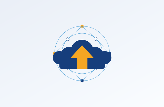 Minh họa điện toán đám mây: dữ liệu di chuyển lên cloud