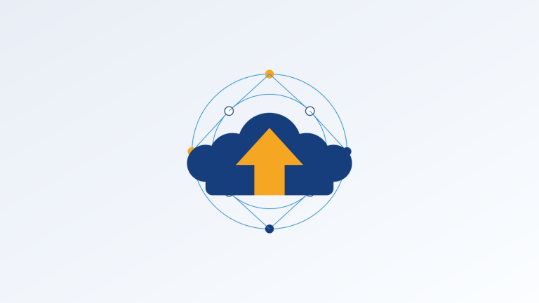 Minh họa điện toán đám mây: dữ liệu di chuyển lên cloud
