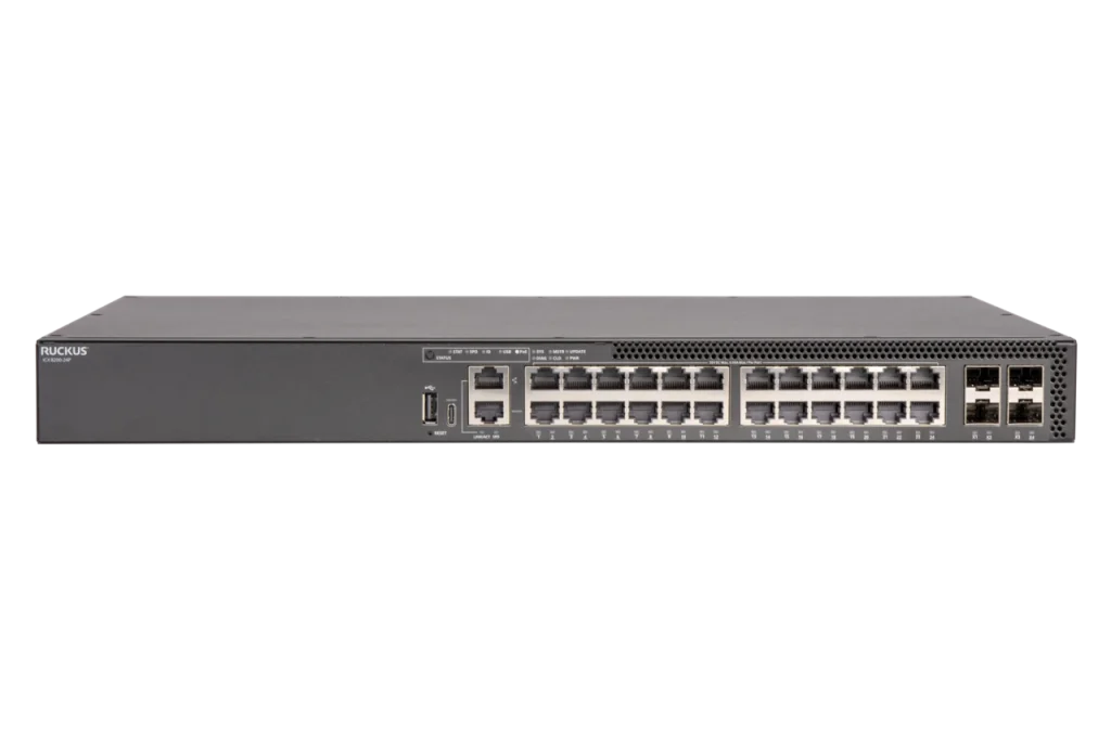Switch RUCKUS ICX 8200-24P 24 cổng PoE+, nhìn mặt trước