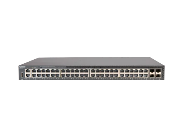 Switch RUCKUS ICX 8200-48PF2 48 cổng PoE+ nguồn kép, nhìn mặt trước